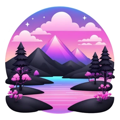  Black-pink-Iridescent-aesthetic-scenic-Decoration sticker