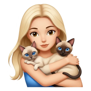 A beautiful and sexy white girl hugs a Siamese cat tightly sticker