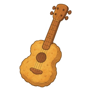 ghibli style whimsical chicken nugget guitar sticker