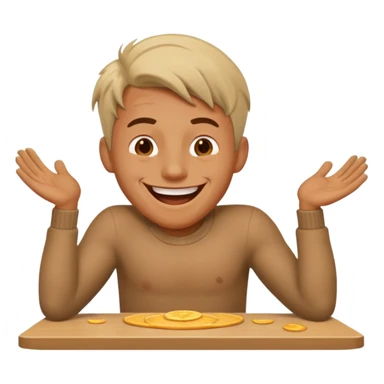 A man is laughing and banging with both hands on the table in front of him sticker