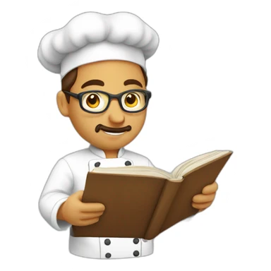 chef reading recipe book sticker