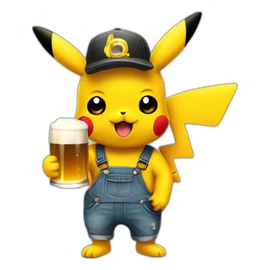 pikachu raver with strong beer sticker
