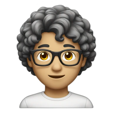 boy with dark brown curly hair, glasses and white in your computer sticker