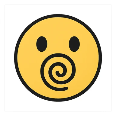 face with spiral mouth emoji, digital illustration sticker