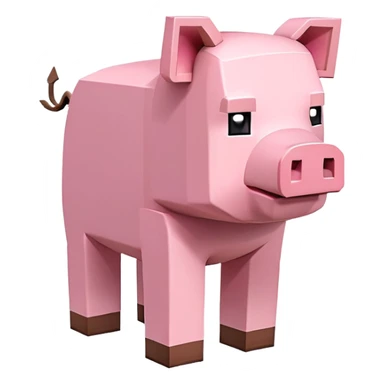 Minecraft pig, full body, pink blocky animal with square head and square body sticker