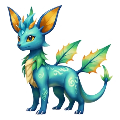 Rocky Shiny ethereal elemental Salandit-Leafeon-Vaporeon-hybrid-fusion (full body) sticker
