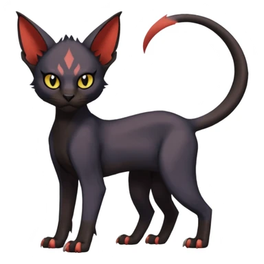 Black edgy Noivern-Litten-Sphynx-Lykoi-Caracal-cat-Fakemon full-body sticker