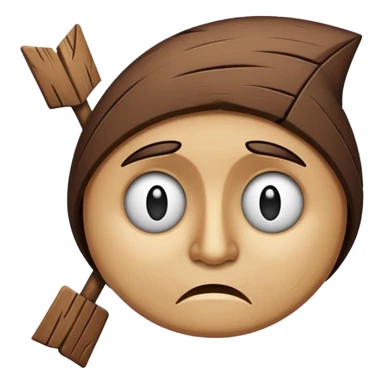 Bent brown arrow with a sad face sticker