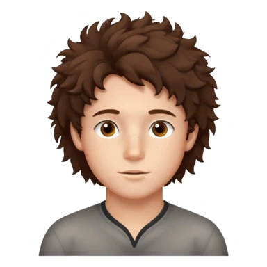 brunette fluffly hair boy with freckles and brown eyes handsome sticker