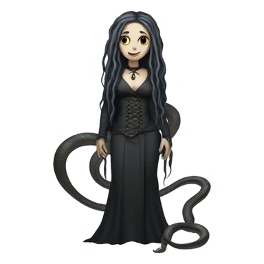 Gothic snakewomen with long hair and white skin full body sticker