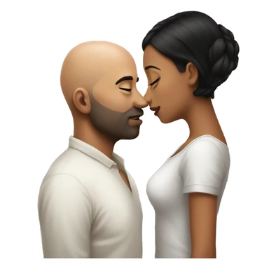 Bald man kissing black haired girl sticker
