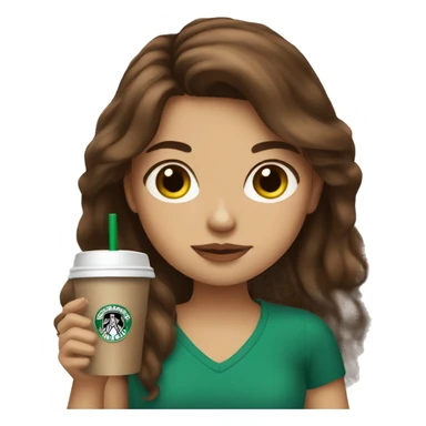 brown hair brown eyed girl drinking Starbucks  sticker