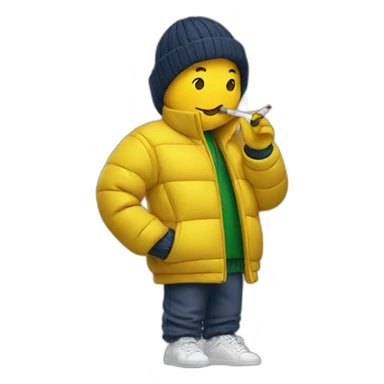 smoker with lacoste yellow puffer sticker