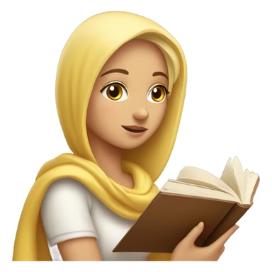 Chica rubia tapada con una manta sobre su cabeza leyendo un libro sticker