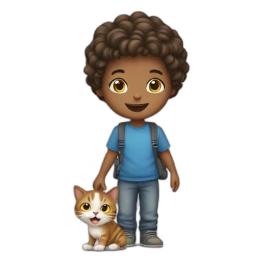 enfant avec chat sticker