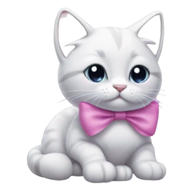A lilac cat with a pink bow sticker