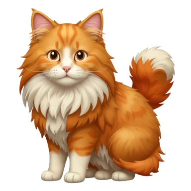 orange Norwegian forest cat, full body, fluffy fur, expressive face sticker