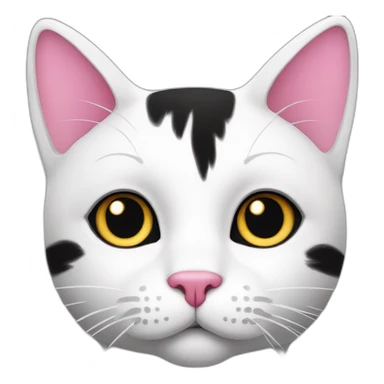 white and black cat with pink ears and nose sticker
