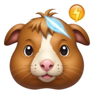 almighty guinea pig god with a mole on the left cheek, glowing aura, emoji style sticker