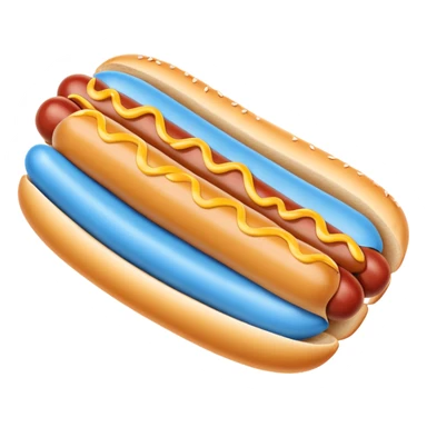 A ligth blue hotdog with dark blue mustard  sticker