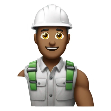 builder next to a computer with spreadsheet sticker