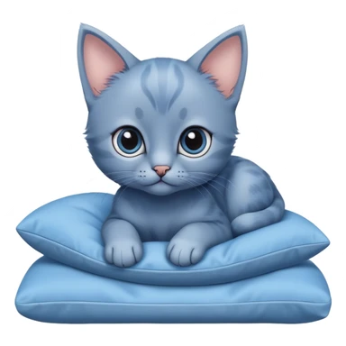 A cute blue kitten with large eyes and paws, showing only the front paws and face in close-up, resting on a cushion. The kitten is looking forward. Minimalist design with no detailed features sticker