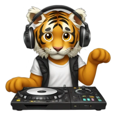 Tiger as DJ with a DJ Mix sticker