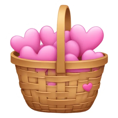 a pink basket with hearts sticker