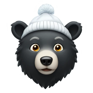 Cold black bear in a snow hat sticker