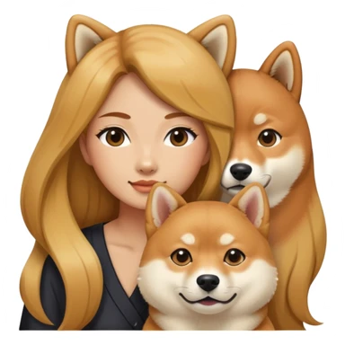 Shiba Dog with long hair woman  sticker