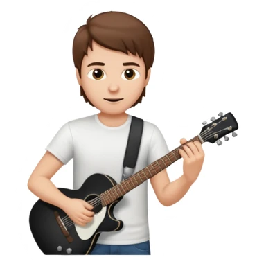 white Guy with brown hair playing a black coloured guitar sticker