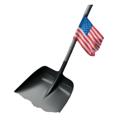 American Flag attached to one black shovel in the ground   sticker