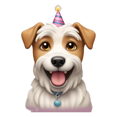 maltasian dog with birthday cake  sticker