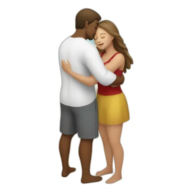 young metis Man and white woman hug love at the beach sticker