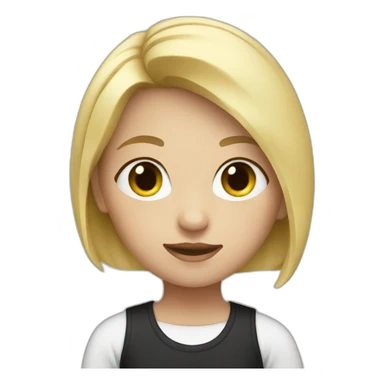Girl with blonde hair and a black and white shirt on sticker