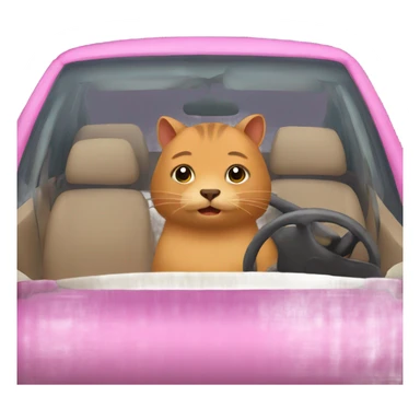 Cat in a car with a capybara  sticker