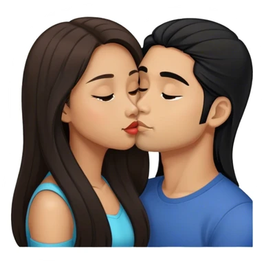 Light brown latino with long black hair kissing brown hair Filipina sticker