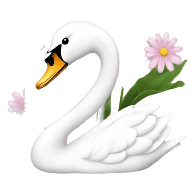 Swan with daisy flower pink sticker