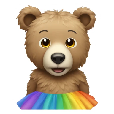 A bear wearing a rainbow tutu sticker