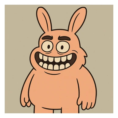 cartoon style monster with nine teeth, smile, large rabbit ears sticker