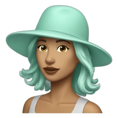 Latina with sea foam colored flat brim hat sticker