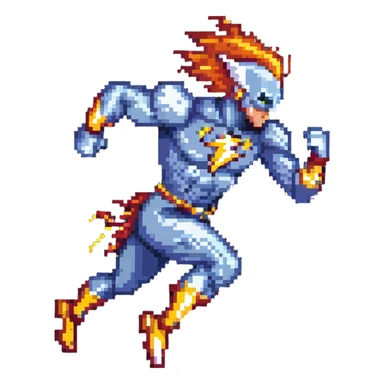 Reverse Flash speedster villain running with lightning sticker