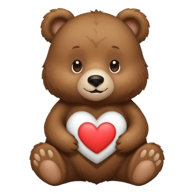 bear holding a white heart sticker