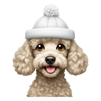 Small Poodle with snow hat  sticker