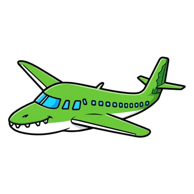 airplane with crocodile features like snout and tail sticker