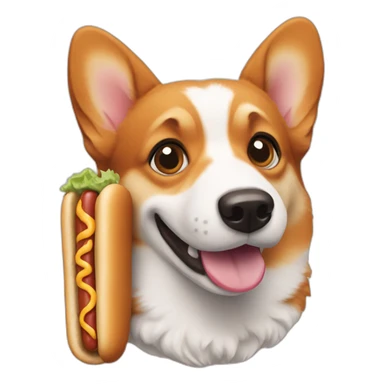 Corgi holding a hot dog sticker