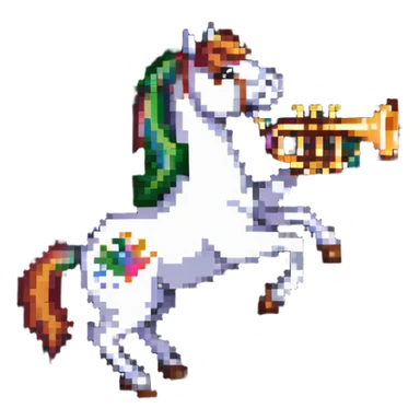 horse playing trumpet sticker
