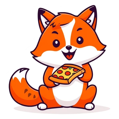 Red fox eating pizza sticker