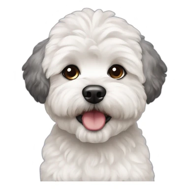 Maltipoo, one black ear sticker
