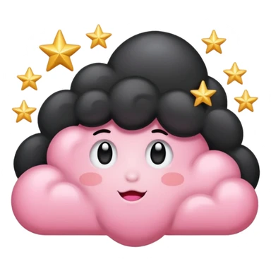 Black cloud with few shiny stars with pink blush sticker